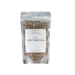 white peppercorns in a bag